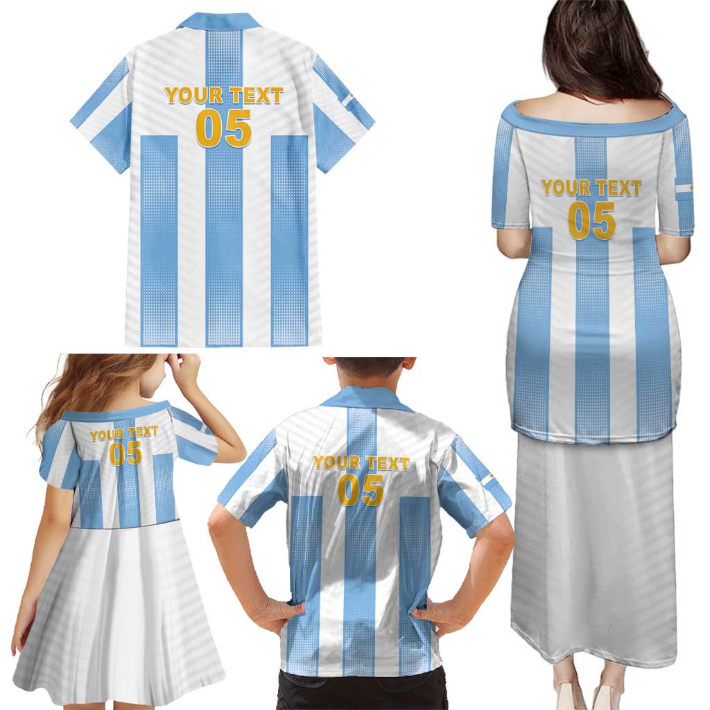 Custom Argentina Football Family Matching Puletasi and Hawaiian Shirt Albiceleste Unique Style