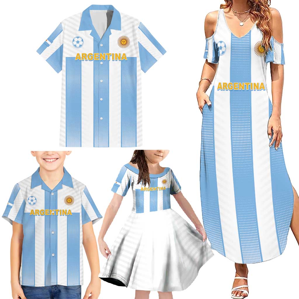 Custom Argentina Football Family Matching Summer Maxi Dress and Hawaiian Shirt Albiceleste Unique Style
