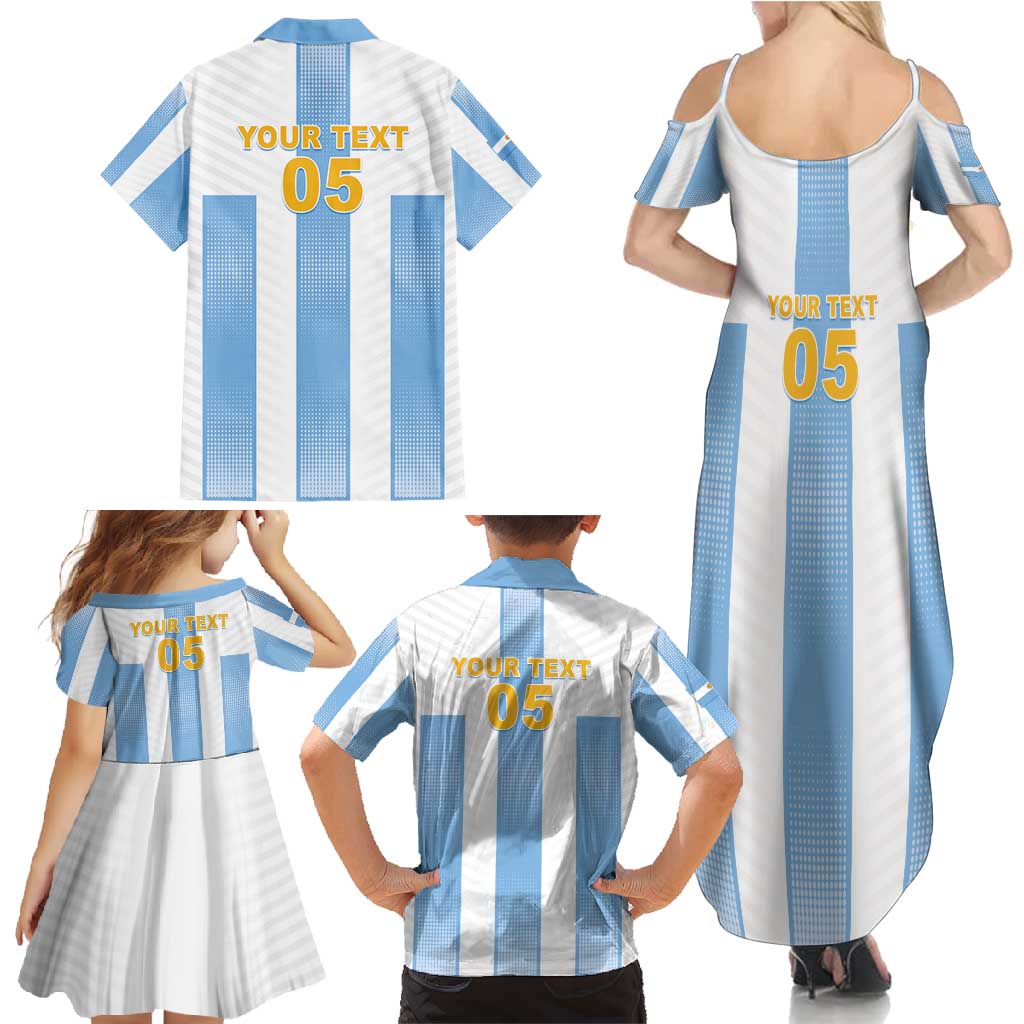 Custom Argentina Football Family Matching Summer Maxi Dress and Hawaiian Shirt Albiceleste Unique Style