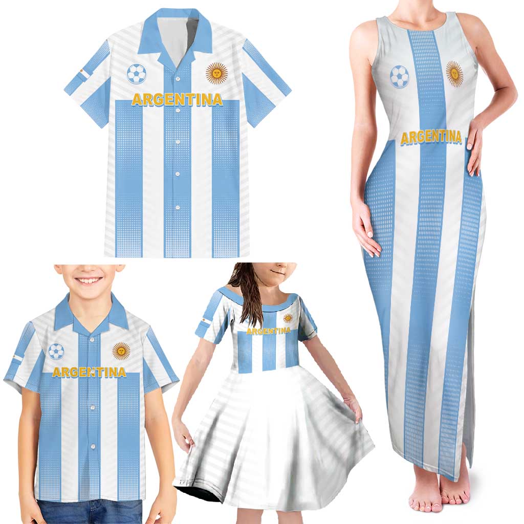 Custom Argentina Football Family Matching Tank Maxi Dress and Hawaiian Shirt Albiceleste Unique Style