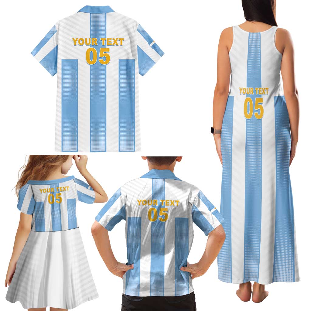 Custom Argentina Football Family Matching Tank Maxi Dress and Hawaiian Shirt Albiceleste Unique Style
