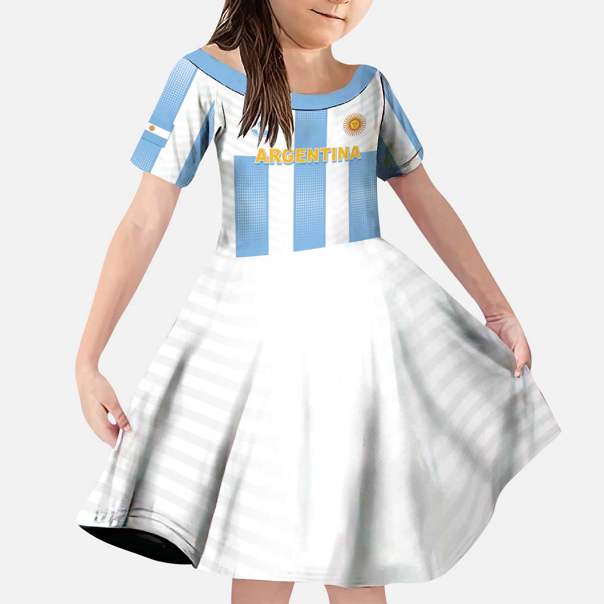 Custom Argentina Football Kid Short Sleeve Dress Albiceleste Unique Style