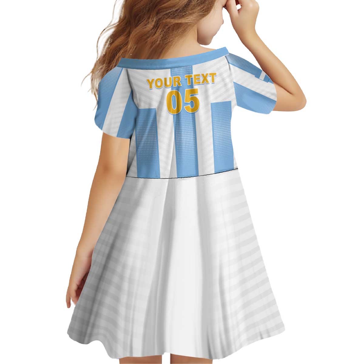 Custom Argentina Football Kid Short Sleeve Dress Albiceleste Unique Style