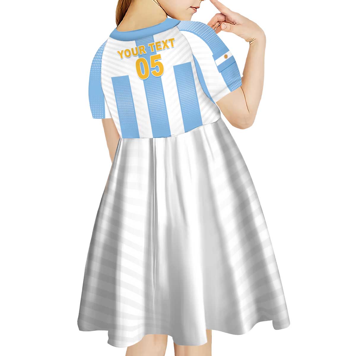 Custom Argentina Football Kid Short Sleeve Dress Albiceleste Unique Style