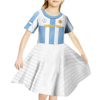Custom Argentina Football Kid Short Sleeve Dress Albiceleste Unique Style