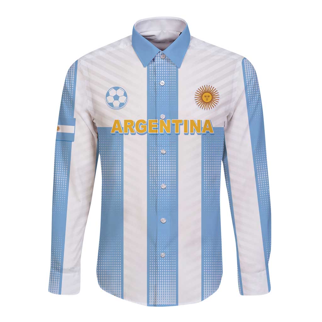 Custom Argentina Football Long Sleeve Button Shirt Albiceleste Unique Style