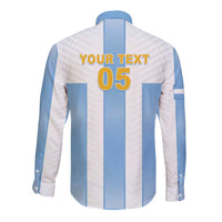 Custom Argentina Football Long Sleeve Button Shirt Albiceleste Unique Style
