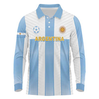 Custom Argentina Football Long Sleeve Polo Shirt Albiceleste Unique Style