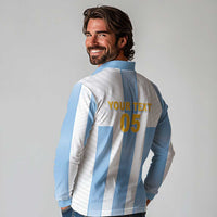 Custom Argentina Football Long Sleeve Polo Shirt Albiceleste Unique Style