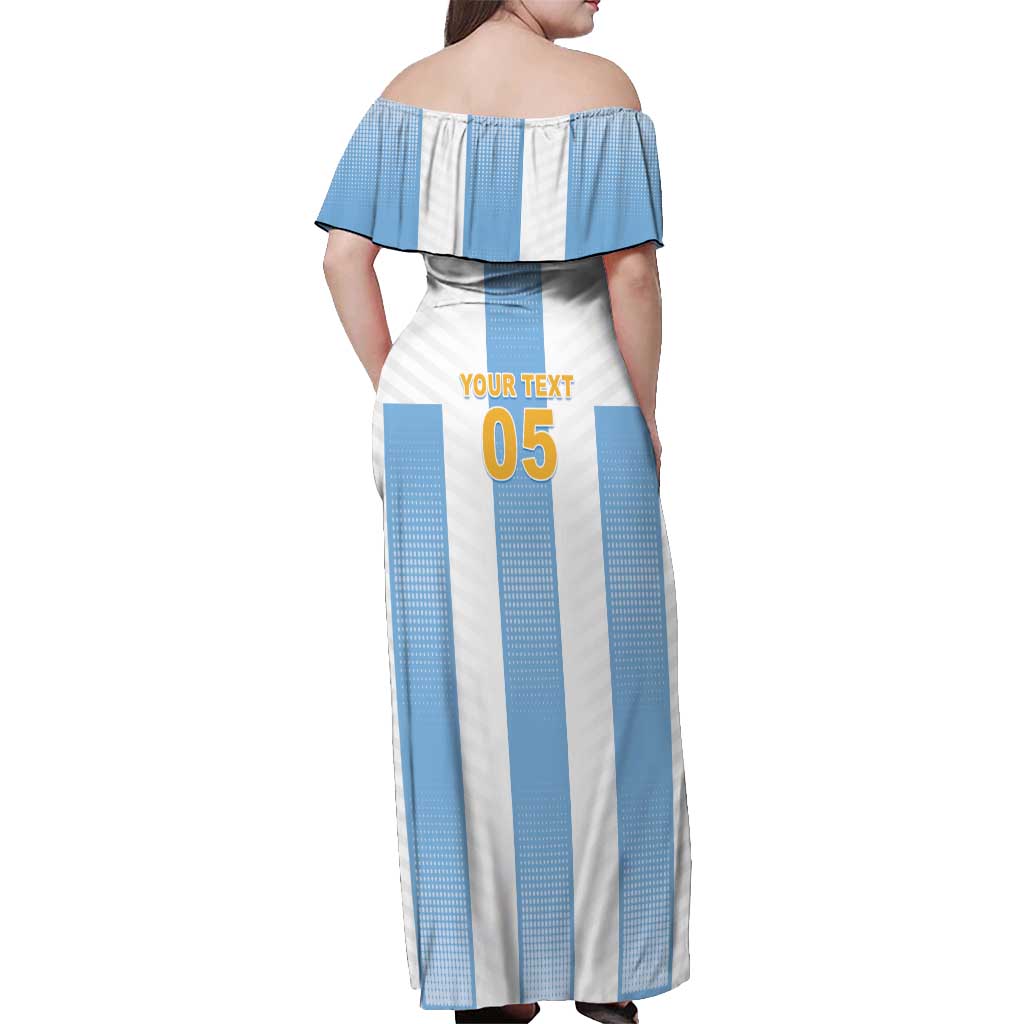 Custom Argentina Football Off Shoulder Maxi Dress Albiceleste Unique Style