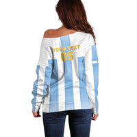 Custom Argentina Football Off Shoulder Sweater Albiceleste Unique Style