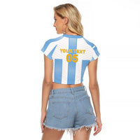 Custom Argentina Football Raglan Cropped T Shirt Albiceleste Unique Style