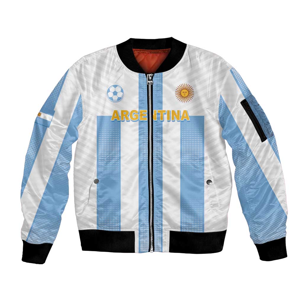 Custom Argentina Football Sleeve Zip Bomber Jacket Albiceleste Unique Style