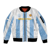 Custom Argentina Football Sleeve Zip Bomber Jacket Albiceleste Unique Style