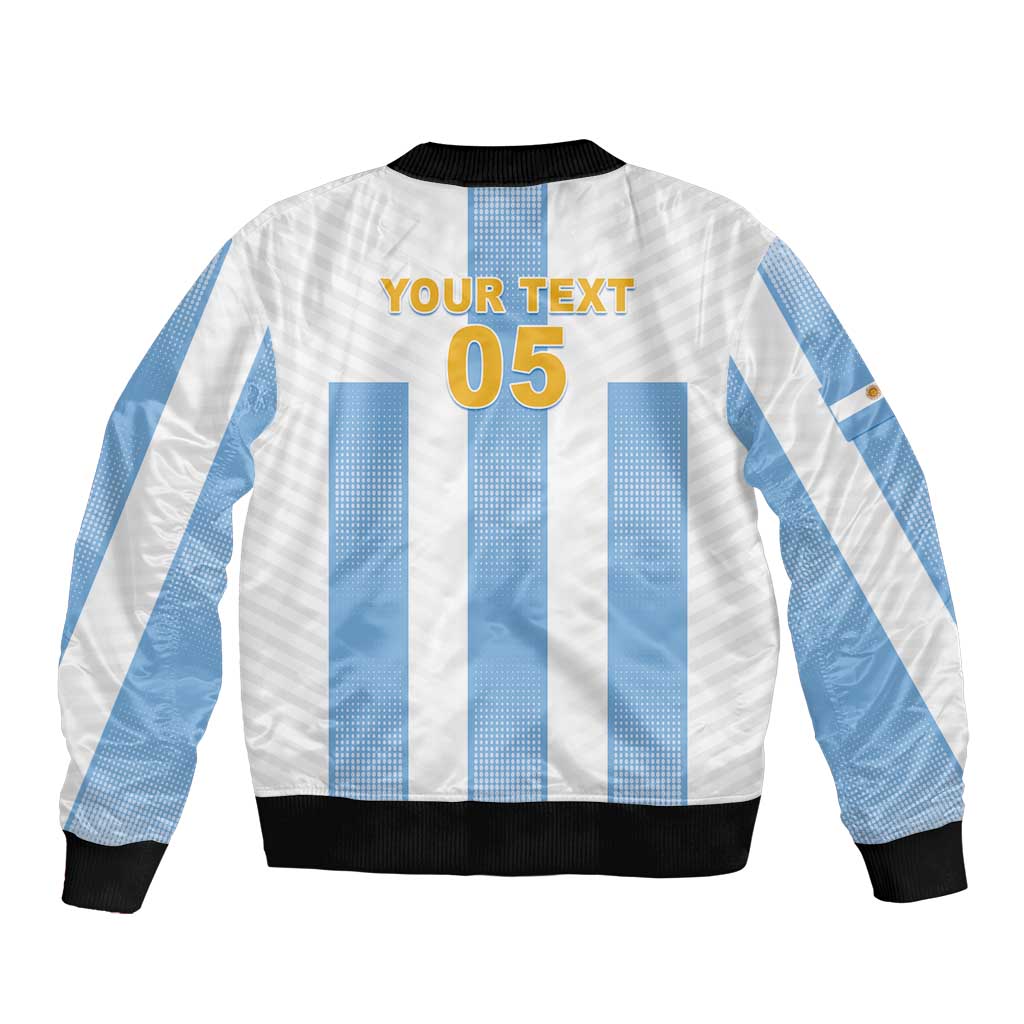 Custom Argentina Football Sleeve Zip Bomber Jacket Albiceleste Unique Style