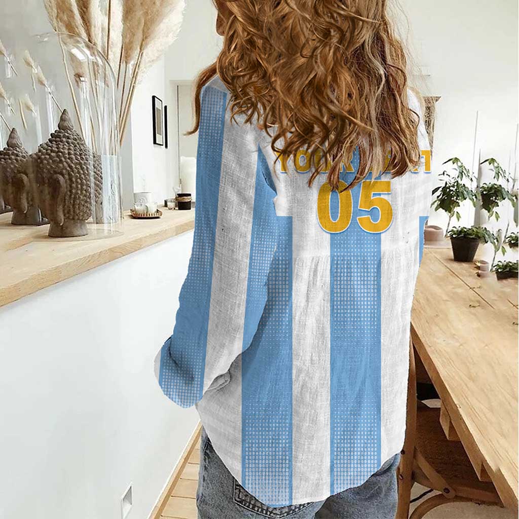 Custom Argentina Football Women Casual Shirt Albiceleste Unique Style