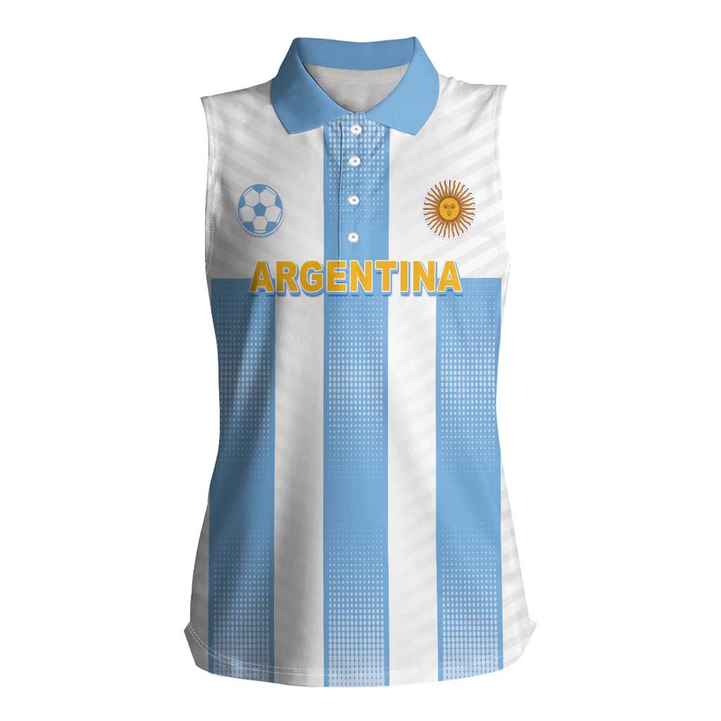 Custom Argentina Football Women Sleeveless Polo Shirt Albiceleste Unique Style