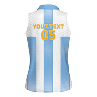 Custom Argentina Football Women Sleeveless Polo Shirt Albiceleste Unique Style