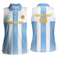 Custom Argentina Football Women Sleeveless Polo Shirt Albiceleste Unique Style