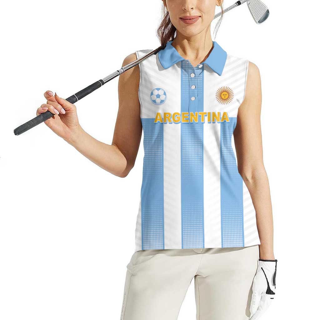 Custom Argentina Football Women Sleeveless Polo Shirt Albiceleste Unique Style
