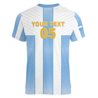 Custom Argentina Football Women V-Neck T-Shirt Albiceleste Unique Style