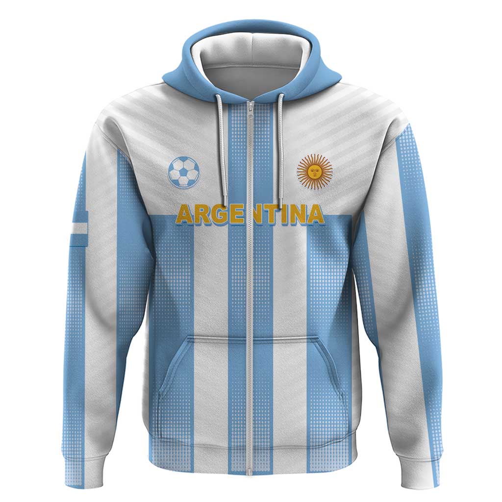 Custom Argentina Football Zip Hoodie Albiceleste Unique Style