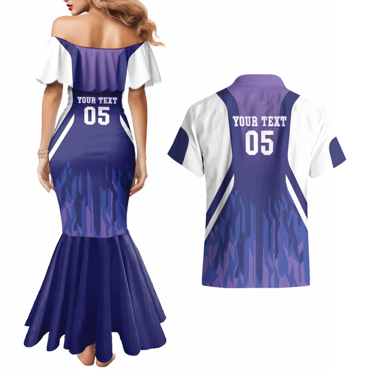 Custom Argentina 2025 Football Couples Matching Mermaid Dress and Hawaiian Shirt Purple Version