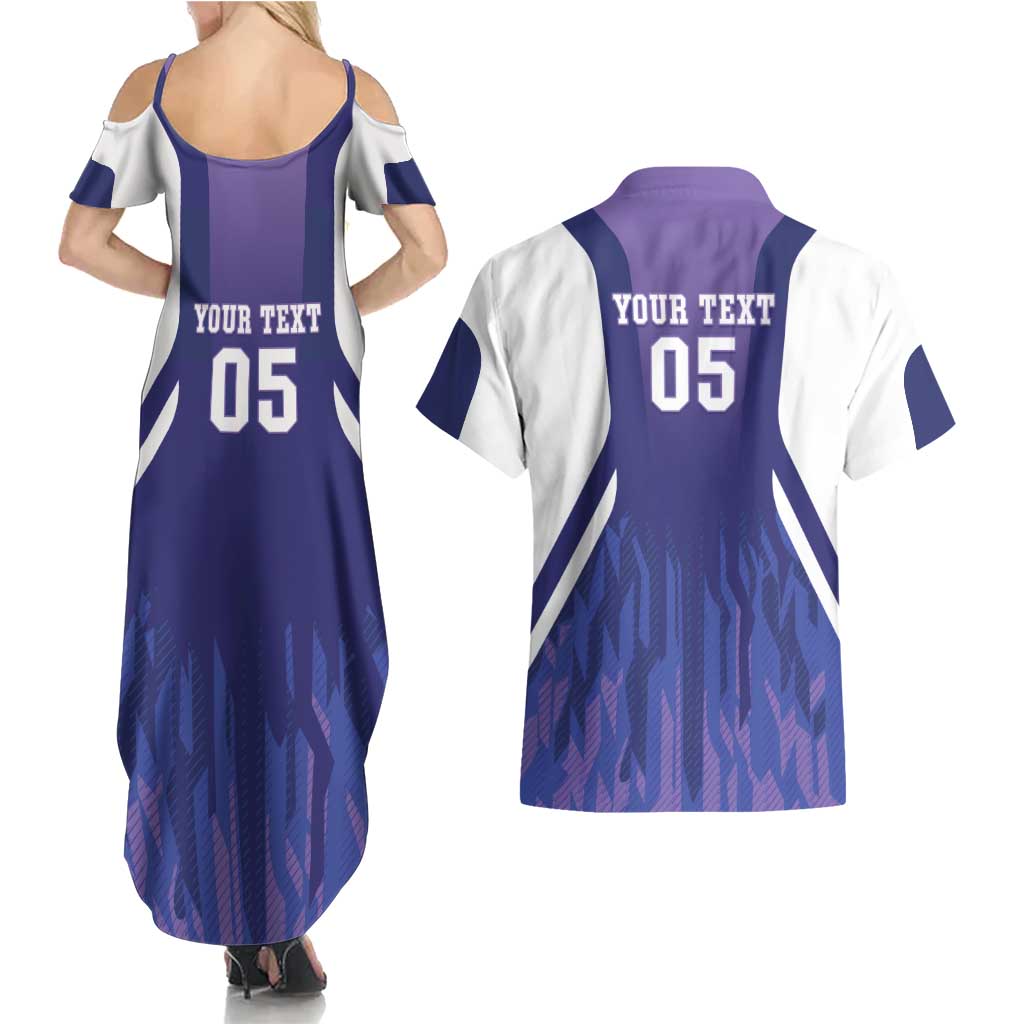 Custom Argentina 2025 Football Couples Matching Summer Maxi Dress and Hawaiian Shirt Purple Version