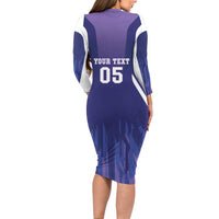 Custom Argentina 2025 Football Family Matching Long Sleeve Bodycon Dress and Hawaiian Shirt Purple Version