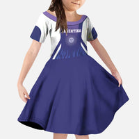 Custom Argentina 2025 Football Family Matching Off The Shoulder Long Sleeve Dress and Hawaiian Shirt Purple Version
