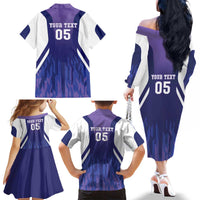 Custom Argentina 2025 Football Family Matching Off The Shoulder Long Sleeve Dress and Hawaiian Shirt Purple Version