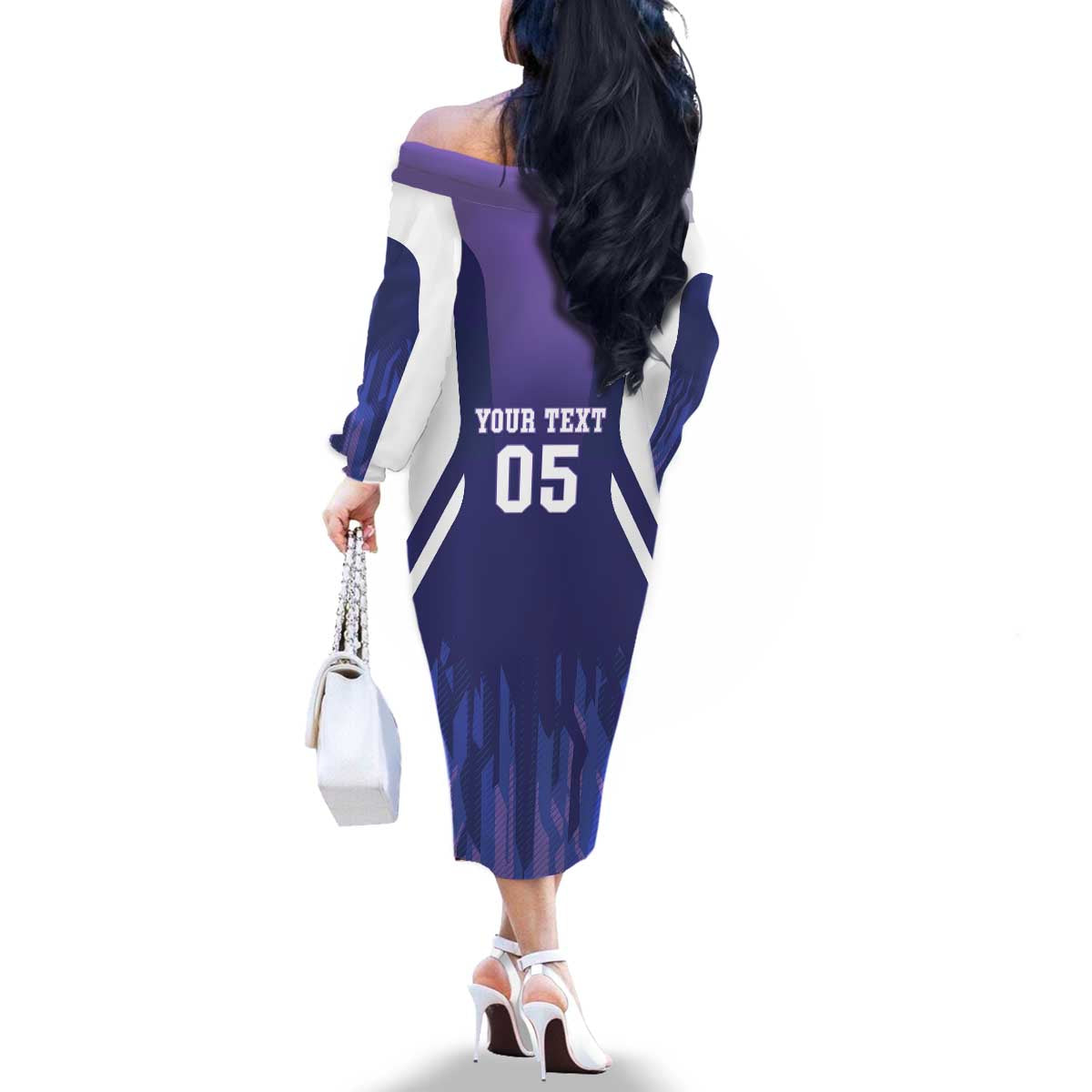 Custom Argentina 2025 Football Family Matching Off The Shoulder Long Sleeve Dress and Hawaiian Shirt Purple Version