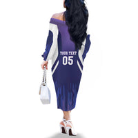 Custom Argentina 2025 Football Family Matching Off The Shoulder Long Sleeve Dress and Hawaiian Shirt Purple Version