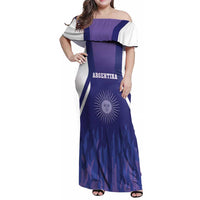 Custom Argentina 2025 Football Family Matching Off Shoulder Maxi Dress and Hawaiian Shirt Purple Version