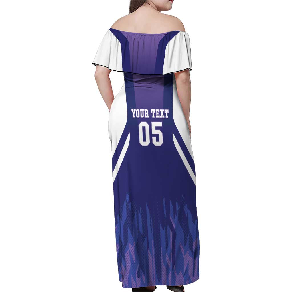 Custom Argentina 2025 Football Family Matching Off Shoulder Maxi Dress and Hawaiian Shirt Purple Version