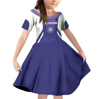 Custom Argentina 2025 Football Family Matching Off Shoulder Short Dress and Hawaiian Shirt Purple Version