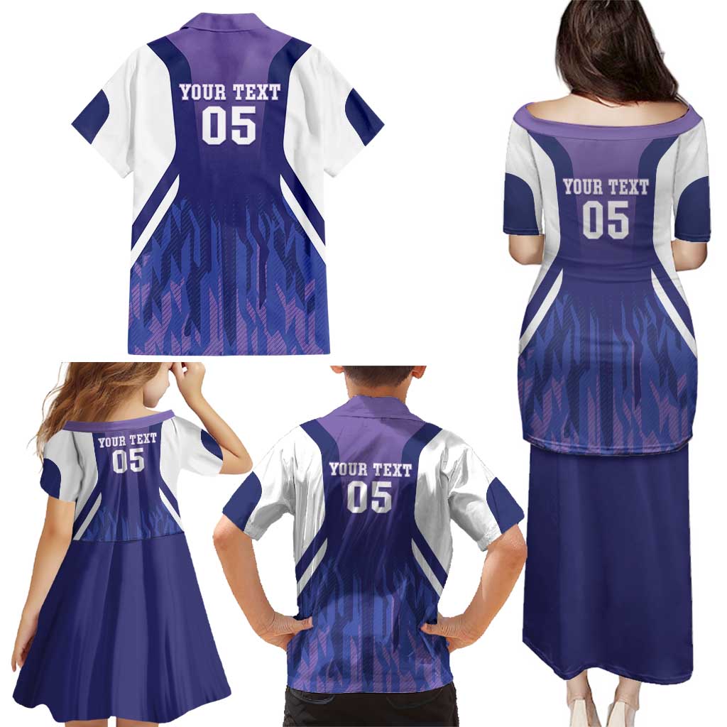 Custom Argentina 2025 Football Family Matching Puletasi and Hawaiian Shirt Purple Version