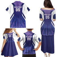 Custom Argentina 2025 Football Family Matching Puletasi and Hawaiian Shirt Purple Version