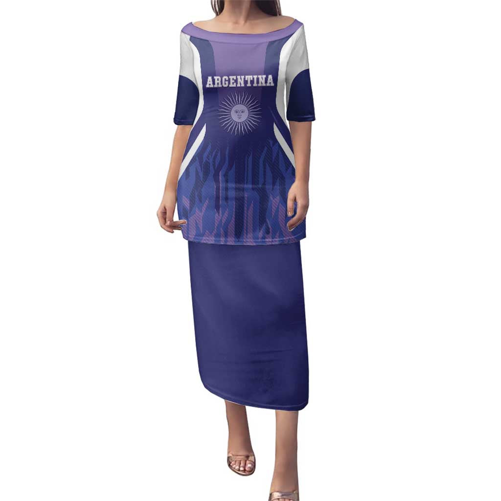 Custom Argentina 2025 Football Family Matching Puletasi and Hawaiian Shirt Purple Version