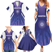 Custom Argentina 2025 Football Family Matching Summer Maxi Dress and Hawaiian Shirt Purple Version