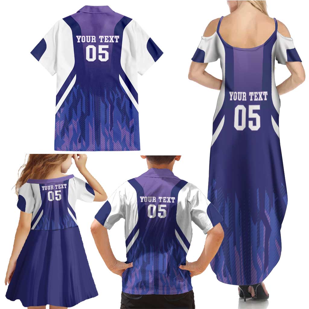 Custom Argentina 2025 Football Family Matching Summer Maxi Dress and Hawaiian Shirt Purple Version