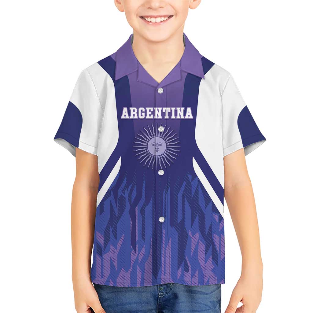 Custom Argentina 2025 Football Kid Hawaiian Shirt Purple Version