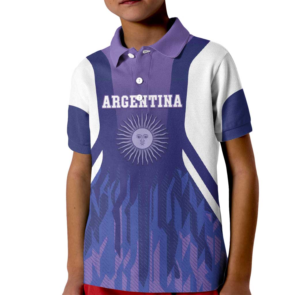 Custom Argentina 2025 Football Kid Polo Shirt Purple Version