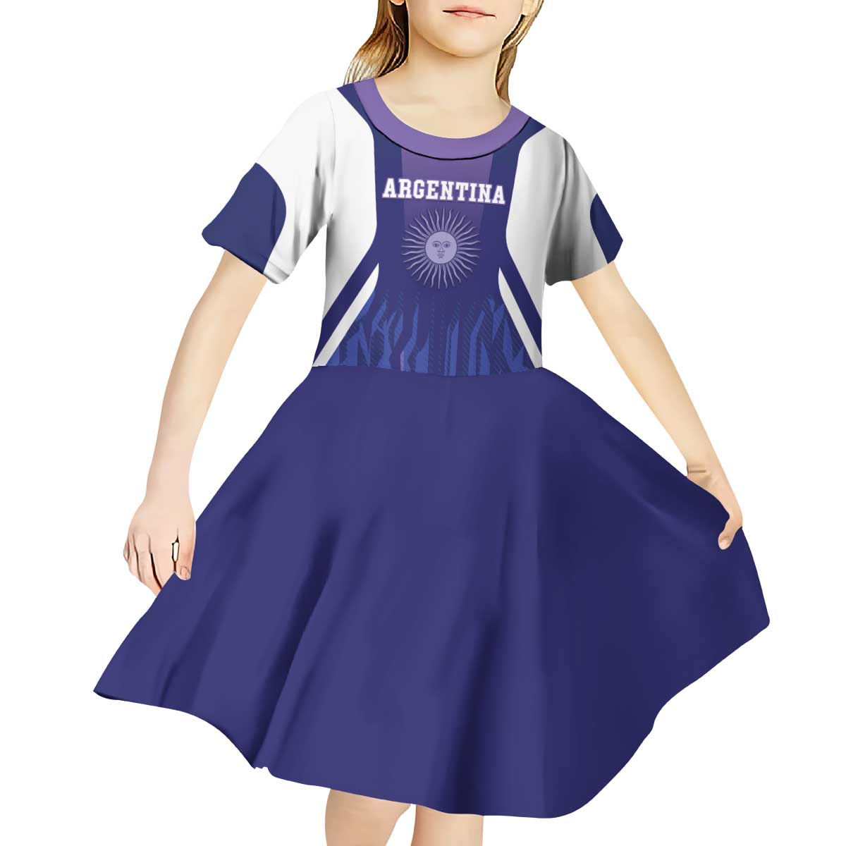 Custom Argentina 2025 Football Kid Short Sleeve Dress Purple Version