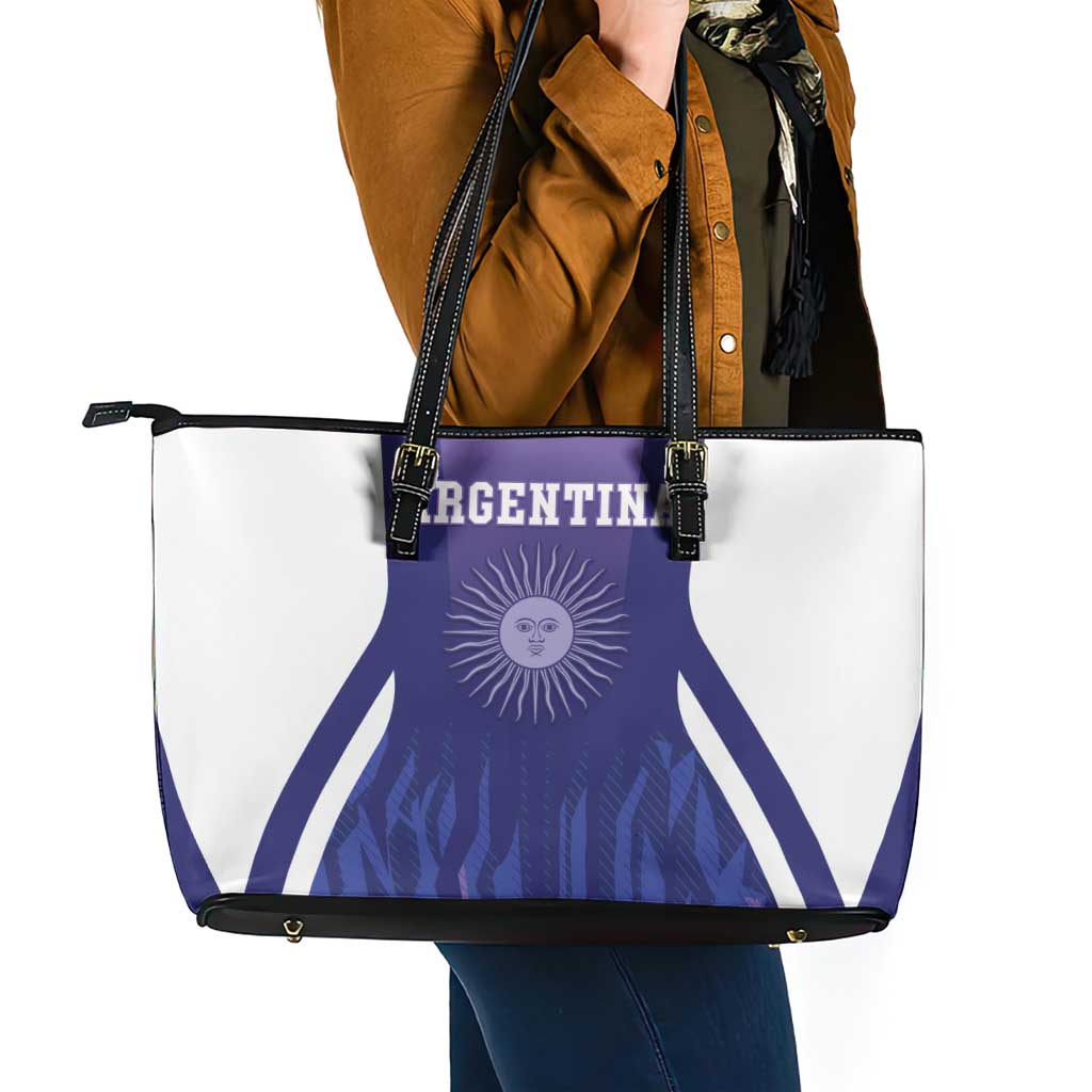 Argentina 2025 Football Leather Tote Bag Purple Version