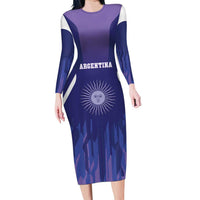 Custom Argentina 2025 Football Long Sleeve Bodycon Dress Purple Version