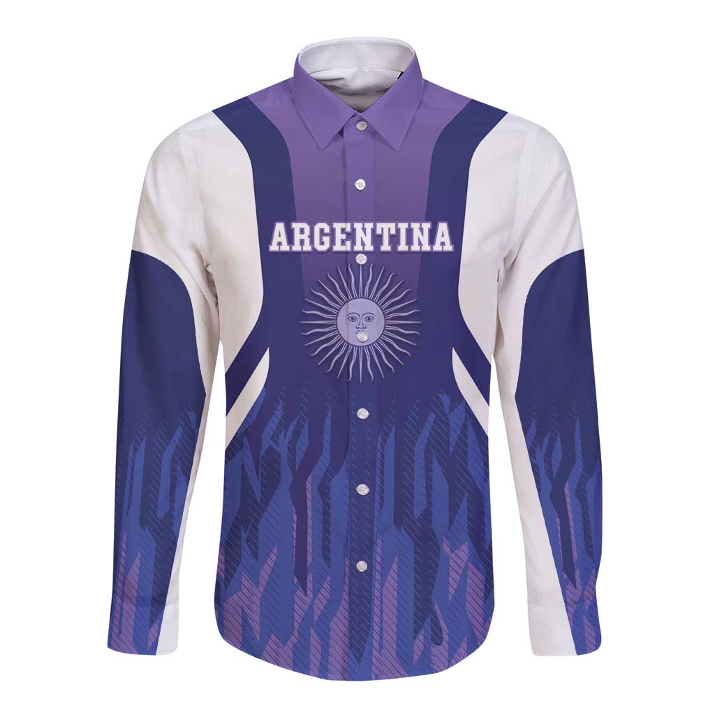 Custom Argentina 2025 Football Long Sleeve Button Shirt Purple Version