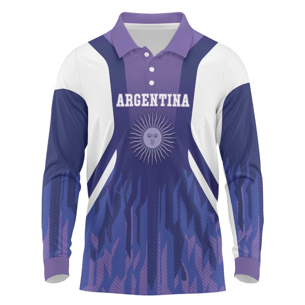 Custom Argentina 2025 Football Long Sleeve Polo Shirt Purple Version
