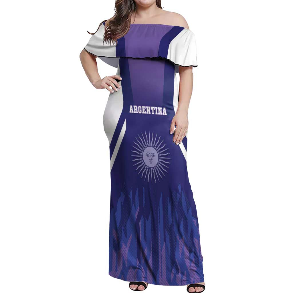 Custom Argentina 2025 Football Off Shoulder Maxi Dress Purple Version
