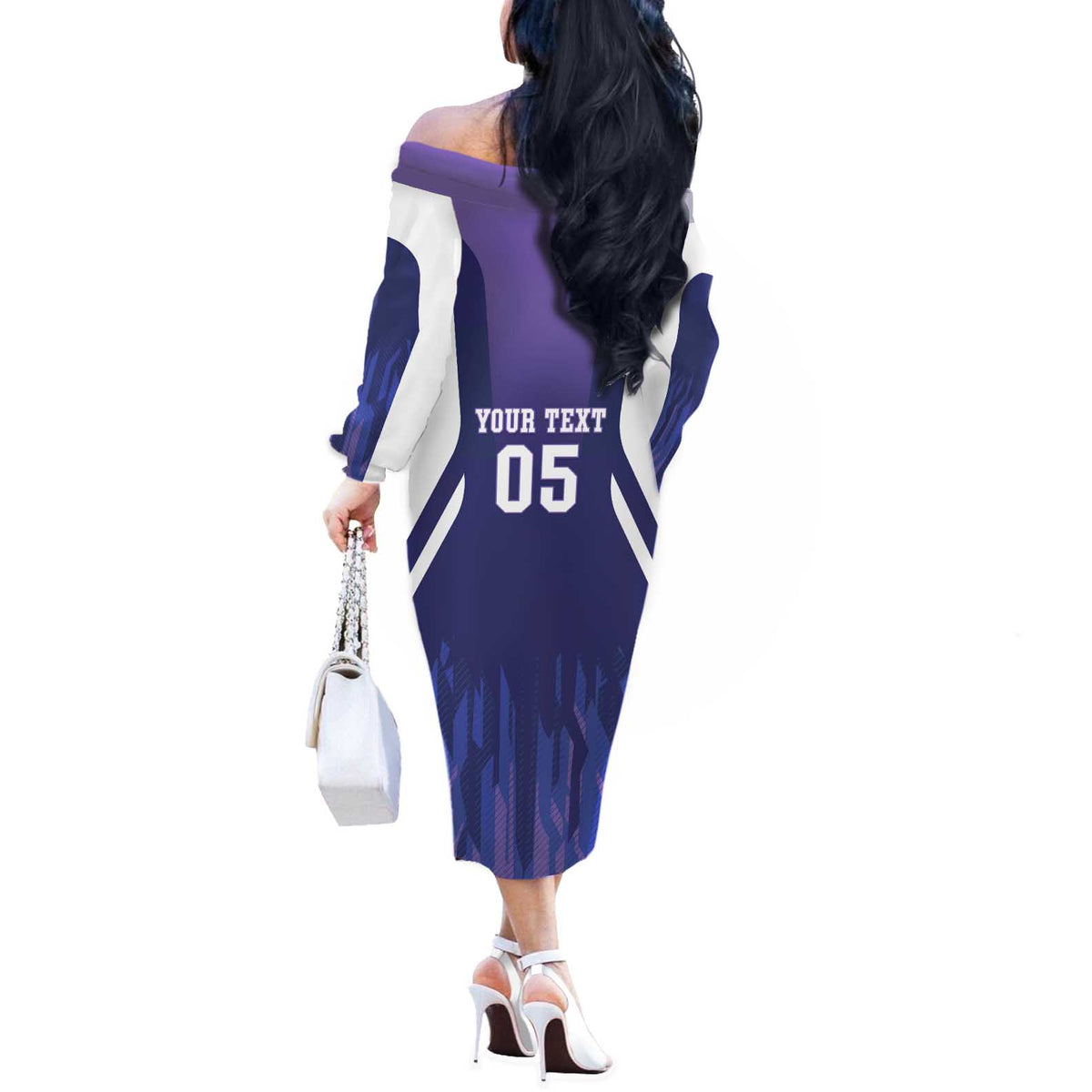 Custom Argentina 2025 Football Off The Shoulder Long Sleeve Dress Purple Version
